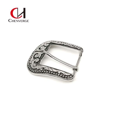 Flowers Bead Silver Belt Buckles Zinc Alloy Size 38mm For Bags