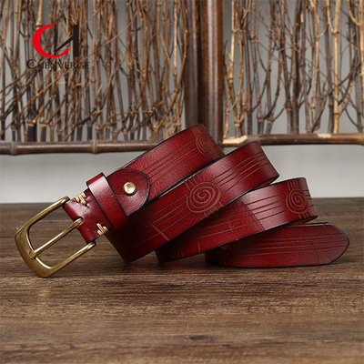 Business Genuine Leather Belt With Zinc Alloy Buckle 100cm Length Brown