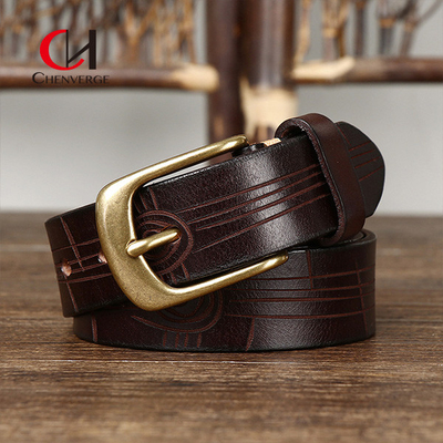 Business Genuine Leather Belt With Zinc Alloy Buckle 100cm Length Brown