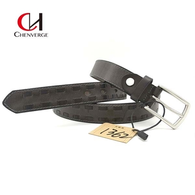 CHENVERGE Black Men's Genuine Leather Braided Belt Practical Wear Resistant