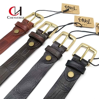 Width 28mm Braided Leather Belt Crocodile Pattern Multipurpose