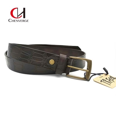 Wear Resistant Copper Buckle Belt , Practical Genuine Crocodile Leather Belt
