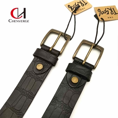 Wear Resistant Copper Buckle Belt , Practical Genuine Crocodile Leather Belt