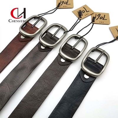 Multiscene Cowhide Genuine Leather Black Belt , Practical Men's Center Bar Belt