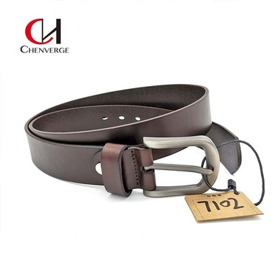 Matte Authentic Genuine Leather Belt Practical Reddish Brown Color