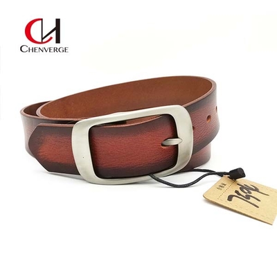 ODM Multicolor Genuine Leather Brown Belt With Pin Buckle Wear Resistant
