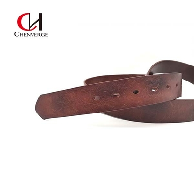 Width 38mm Unisex Genuine Leather Belt Brown With Zinc Alloy Buckle