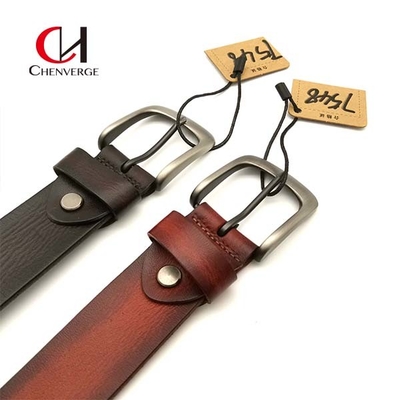 Multiscene Casual Leather Pin Buckle Belt , Durable Genuine Black Leather Belt Mens