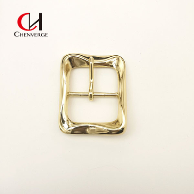 40mm Zinc Alloy Belt Buckle Gold Wavy Asymmetrical Bright Face Ladies