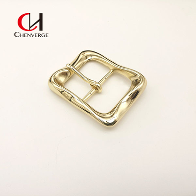 40mm Zinc Alloy Belt Buckle Gold Wavy Asymmetrical Bright Face Ladies