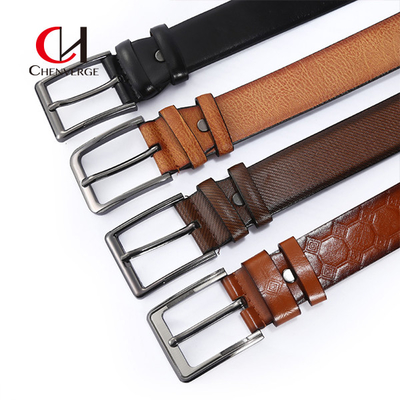 Custom double check Men'S Business Belt with Zinc Alloy Pin Buckle