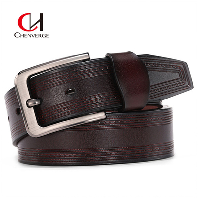 Zinc Alloy Pin Buckle Men'S Leather Jeans Belt Pattern Simple OEM
