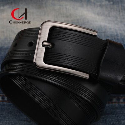 Zinc Alloy Pin Buckle Men'S Leather Jeans Belt Pattern Simple OEM