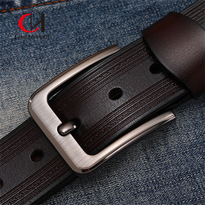 Zinc Alloy Pin Buckle Men'S Leather Jeans Belt Pattern Simple OEM