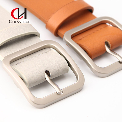 No Rust Ladies Leather Belt Retro Simple Square Buckle PU Leather Female
