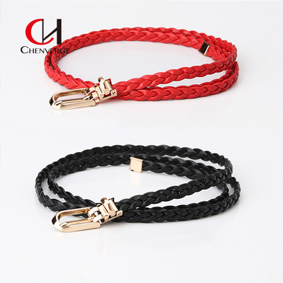Women'S Woven Thin Waist Belt Matching Dress Suit Needle Buckle Belt