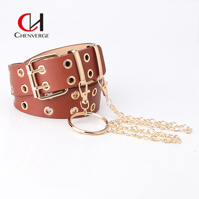 Full Hole Ladies Leather Belt Hip Hop Punk Style Street Cool Wind Chain