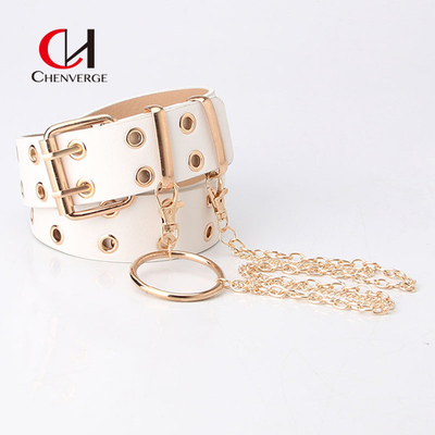 Full Hole Ladies Leather Belt Hip Hop Punk Style Street Cool Wind Chain