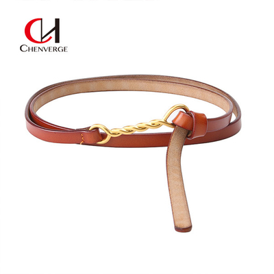 OEM Women's Cowhide Belt Without Holes Retro Simple Thin Waist Belt