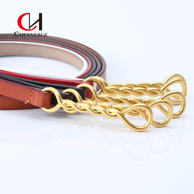 OEM Women's Cowhide Belt Without Holes Retro Simple Thin Waist Belt