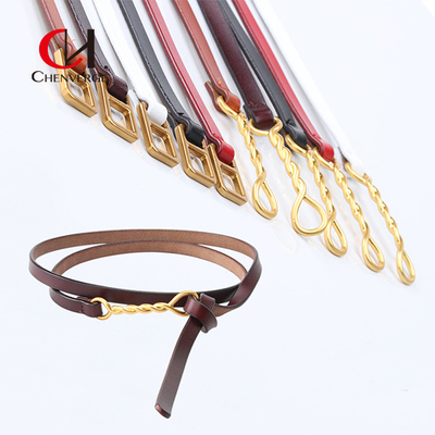 OEM Women's Cowhide Belt Without Holes Retro Simple Thin Waist Belt