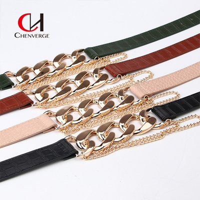 Fashion Ladies Leather Belt Europe And America Hipster Punk Exaggerated Chain