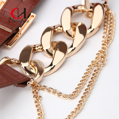 Fashion Ladies Leather Belt Europe And America Hipster Punk Exaggerated Chain