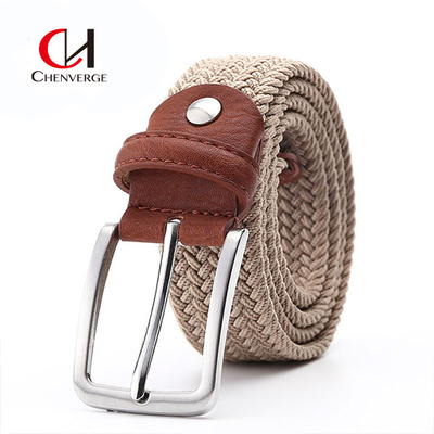 120CM Length Braided Elastic Belt Holeless Pin Buckle Smooth Surface