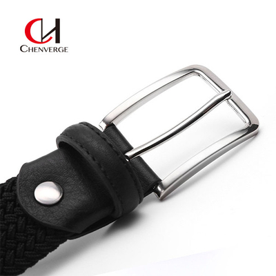 Fashion Woven Elastic Belt Pin Buckle Zinc Alloy Green Color