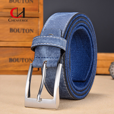 ODM Casual Denim Street Style Stitching Canvas Belt Paired With Leather Clothing