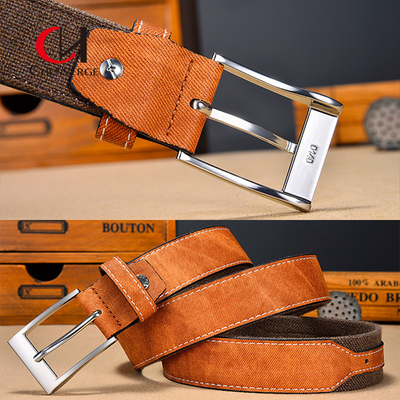 ODM Casual Denim Street Style Stitching Canvas Belt Paired With Leather Clothing