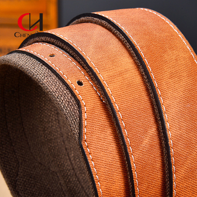ODM Casual Denim Street Style Stitching Canvas Belt Paired With Leather Clothing