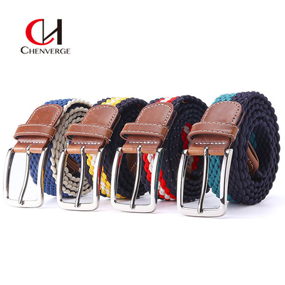 Lady'S Nylon Woven Elastic Belt Needle Buckle Jeans Customized Logo