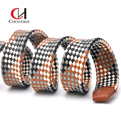 Couples Style Woven Elastic Belt Fashion Plaid Women Handmade