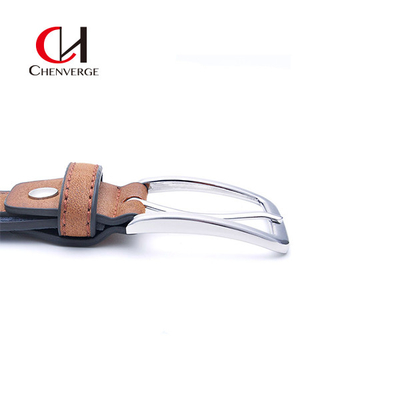 OEM Men's Leather Belts Two Colors Splicing Casual Fashion Lengthened Pure Cowhide
