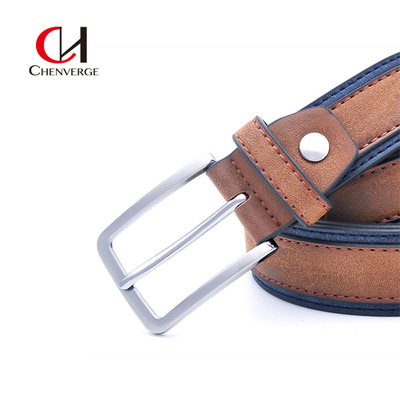 OEM Men's Leather Belts Two Colors Splicing Casual Fashion Lengthened Pure Cowhide