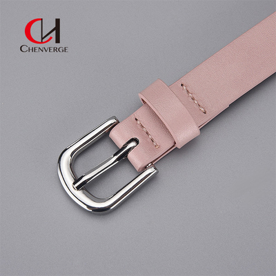 ODM Classic Leather Belt Womens Pink Young Fashion Needle Button Hollow Out