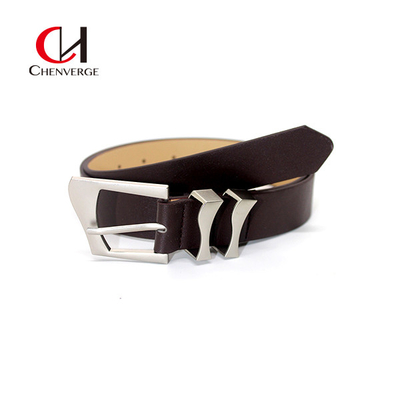 Black Ladies Leather Belt Irregular Metal Needle Buckle Custom Logo