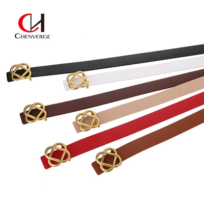Women's Decorative PU Leather Belts Flower Hollow Buckle Customized Logo