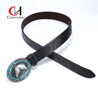 Vintage Denim Sculpture Craft Men's Leather Belts Needle Buckle Fashion Belts For Jeans