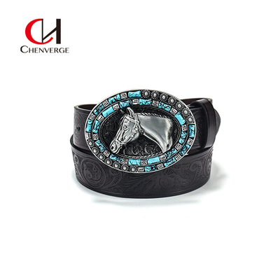 Vintage Denim Sculpture Craft Men's Leather Belts Needle Buckle Fashion Belts For Jeans