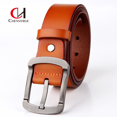 Genuine Leather Reversible Metal Buckle Belt Cowhide For Business Meeting