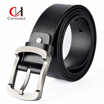 Genuine Leather Reversible Metal Buckle Belt Cowhide For Business Meeting