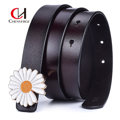 Flower Buckle Female Leather Belt Standard Length All Seasons
