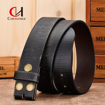 Vintage Men's Leather Belts 110cm Four Buckle Black Brown color