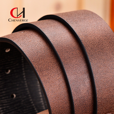 Vintage Men's Leather Belts 110cm Four Buckle Black Brown color