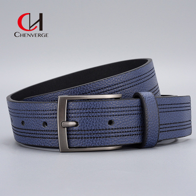 3.5cm Width Men's Leather Belts Zinc Alloy Pin Buckle Business Casual Belt