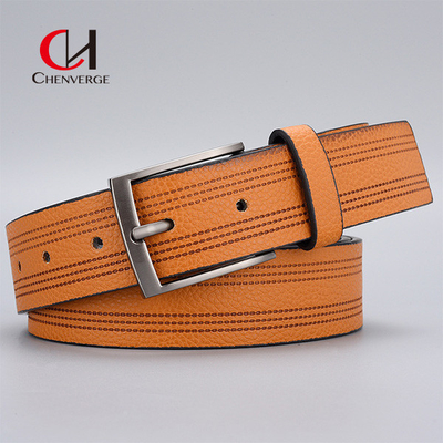 3.5cm Width Men's Leather Belts Zinc Alloy Pin Buckle Business Casual Belt