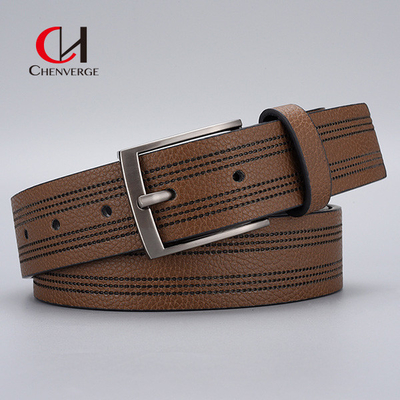 3.5cm Width Men's Leather Belts Zinc Alloy Pin Buckle Business Casual Belt