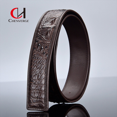 100cm Length Men's Leather Belt Without Lead Authentic Splicing Alligator Bone